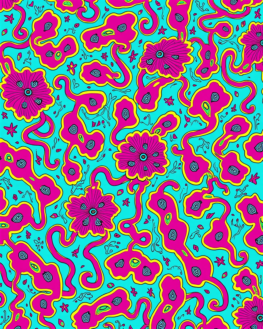 Psychedelic Pink Floral Swirl Pattern Rug