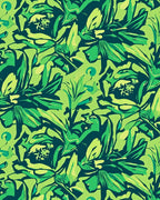 Lush Green Tropical Floral Design Rug