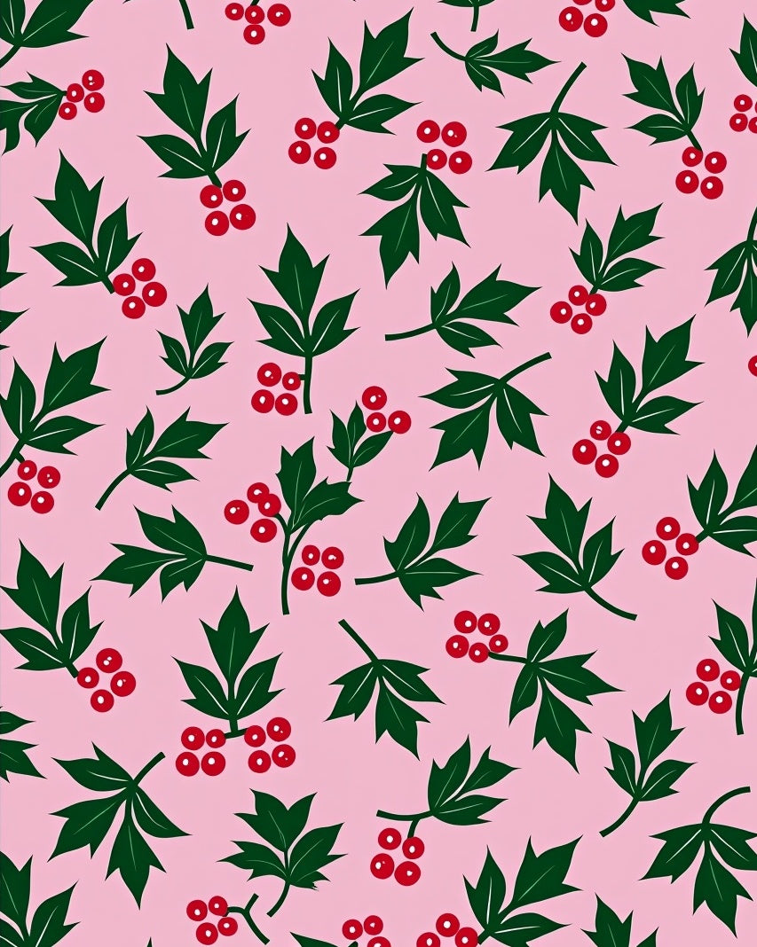 Pink Holly Berry Sprig Rug