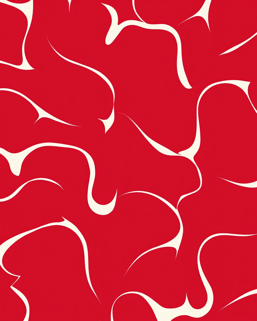 Organic Swirl Red And Cream Abstract Pattern Rug