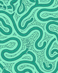 Teal Snake Swirl Pattern Rug