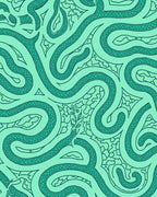 Teal Snake Swirl Pattern Rug