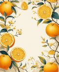 Orange Citrus Tree Branch Pattern Rug