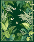 Lush Tropical Fern and Butterfly Pattern Rug