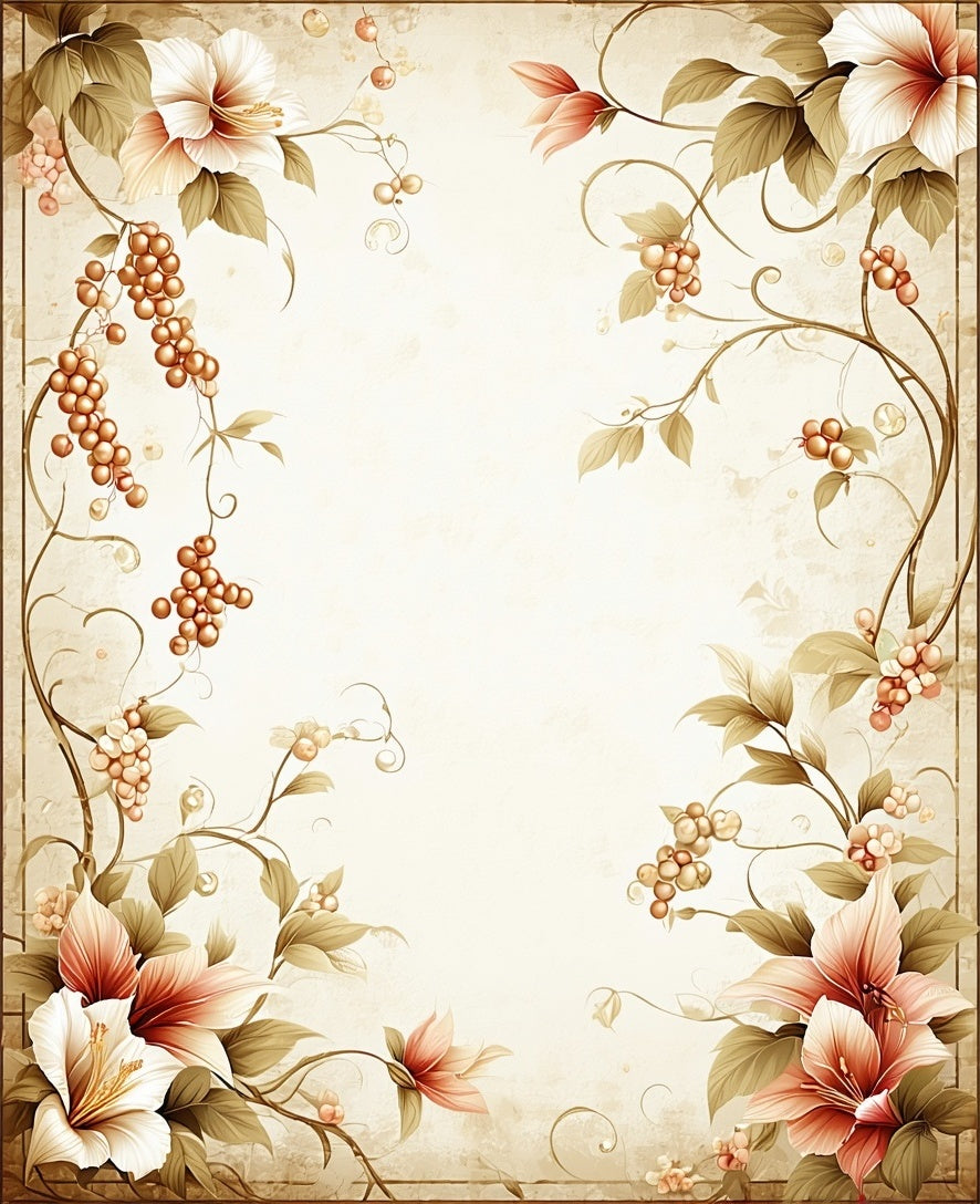 Elegant Floral Vines With Berries Rug