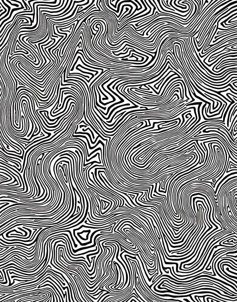Black White Wavy Abstract Pattern Rug