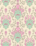 Pastel Damask Floral Swirls Pattern Rug