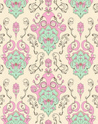 Pastel Damask Floral Swirls Pattern Rug