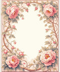 Soft Pink Peony Floral Vines Rug