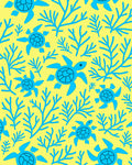 Turquoise Turtle Coral Patterned Design Rug