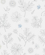 Outline Floral Branches and Blooms Rug