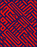 Crimson Navy Maze Emblem Rug