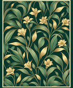 Art Nouveau Floral Gold And Green Rug