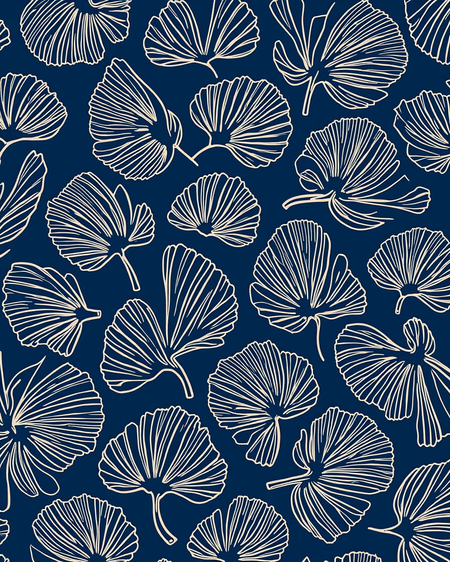 Ginkgo Leaf Outline Pattern Rug