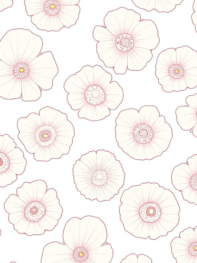 Pastel Floral Outline Repeating Rug