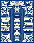 Abstract Blue Cream Maze Design Rug
