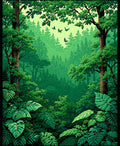 Lush Jungle Foliage Forest Scene Rug