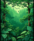 Lush Jungle Foliage Forest Scene Rug