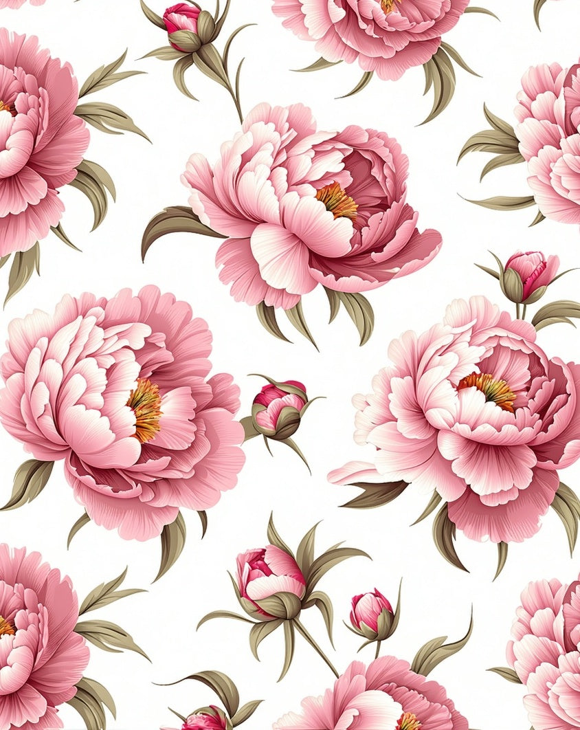 Large Pink Floral Peony Pattern Rug