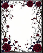 Dark Rose Vine Botanical Pattern Rug