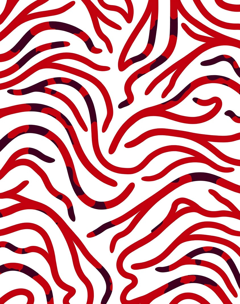 Red Wavy Abstract Pattern Rug