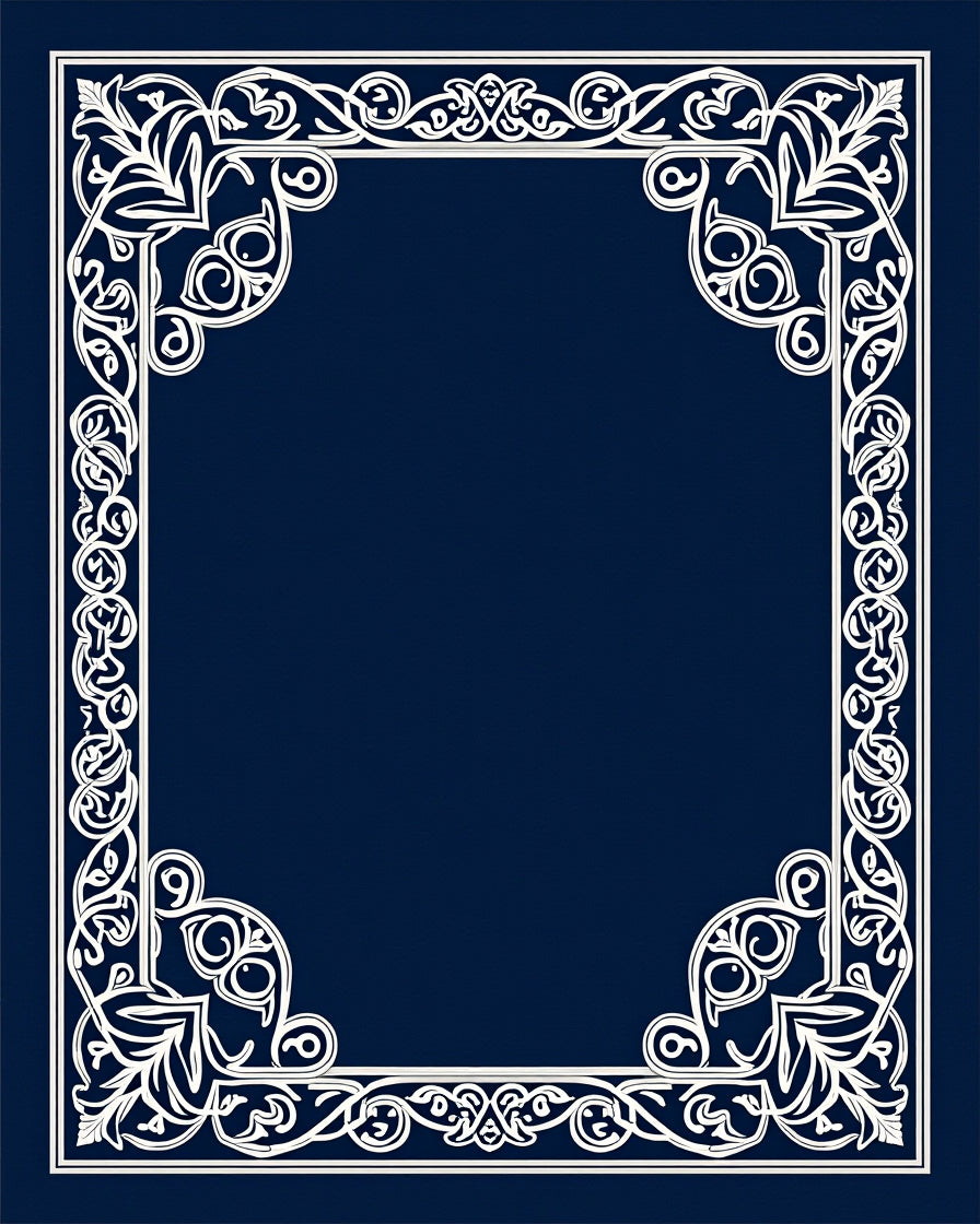 Ornate White Floral Border Design Rug
