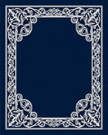Ornate White Floral Border Design Rug