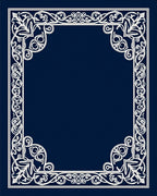 Ornate White Floral Border Design Rug