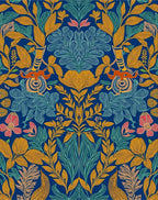 Intricate Floral Pattern Blue Rug