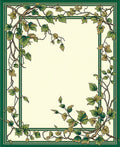 Vine Leaf Patterned Green Border Rug