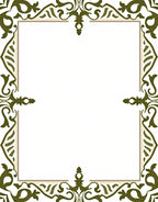 Ornate Olive Green Scrollwork Border Rug