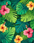 Tropical Hibiscus Leaf Pattern Design Rug