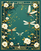 Elegant Dragonfly Floral Art Nouveau Rug