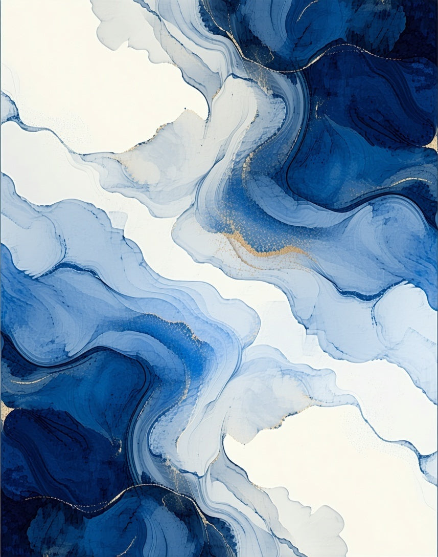 Indigo Swirl Abstract Flow Rug