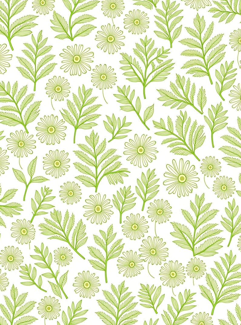 Green Daisy Floral Pattern Rug