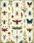 Botanical Insect Dragonflies Illustration Rug