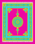 Vibrant Pink Cyan Yellow Medallion Rug