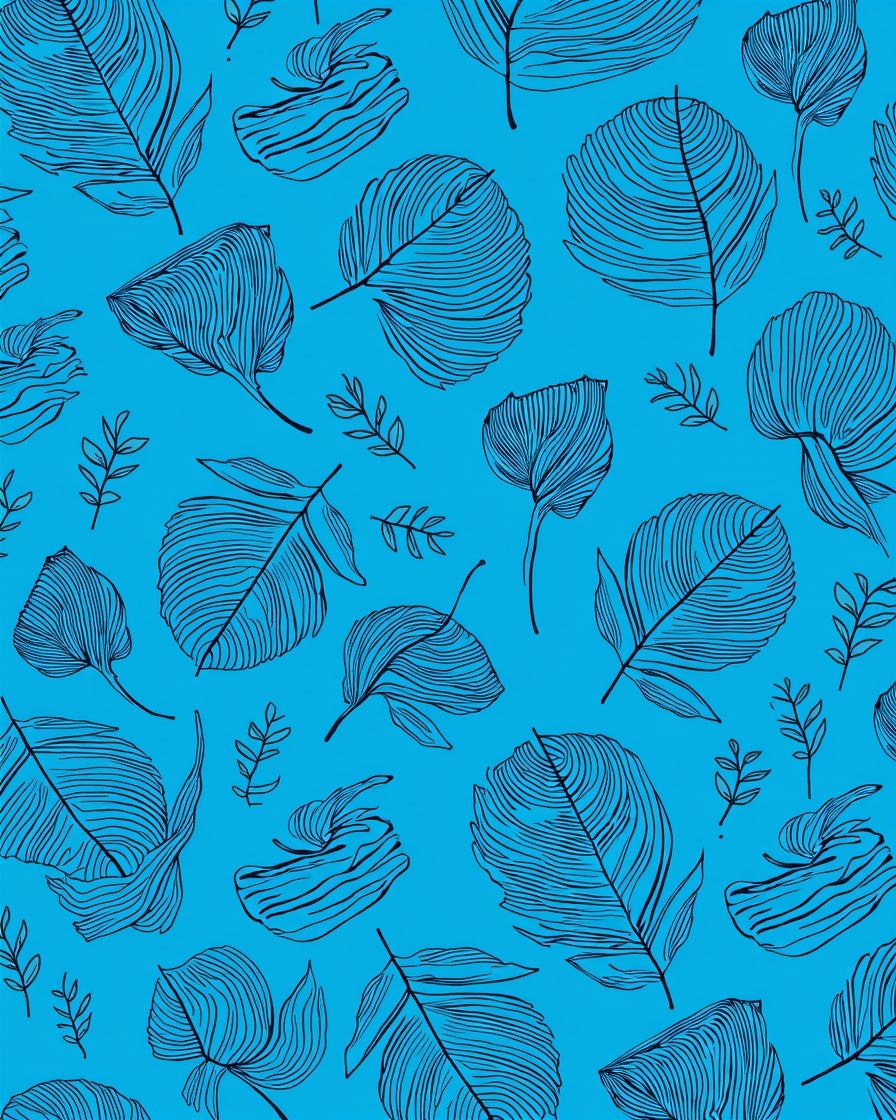 Feather Pattern Line Art Rug