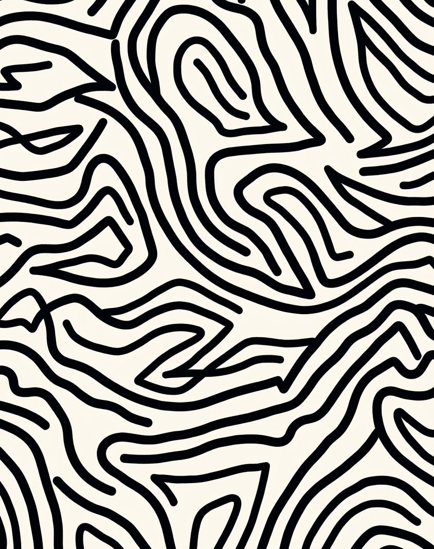 Abstract Black White Contour Design Rug