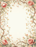 Romantic Pink Rose Vine Pattern Rug