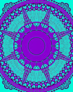 Vibrant Purple Teal Radial Pattern Design Rug