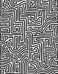 Abstract Black White Line Pattern Rug