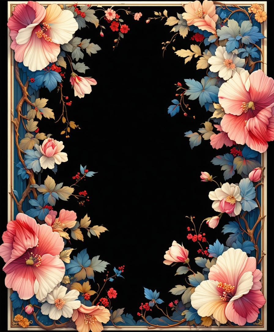 Vibrant Floral Vine Botanical Pattern Rug