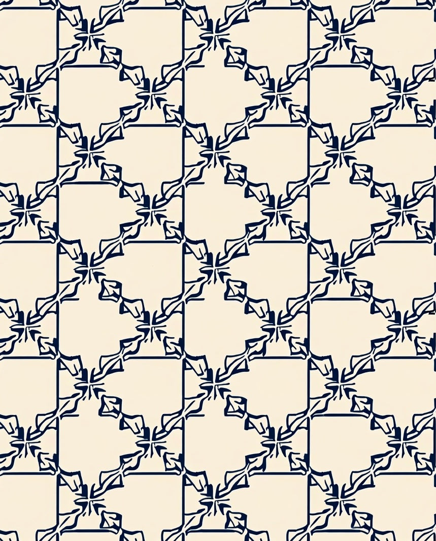 Dark Blue Lattice Inspired Pattern Rug