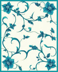 Teal Floral Vines Pattern Rug
