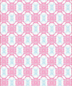 Pink Blue Floral Geometric Pattern Rug