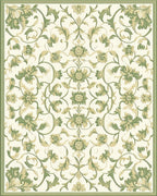Elegant Green Floral Vines Rug