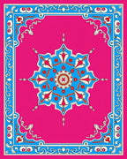 Vibrant Pink Blue Medallion Frame Art Rug