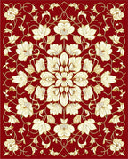 Rich Red Floral Artistry Rug