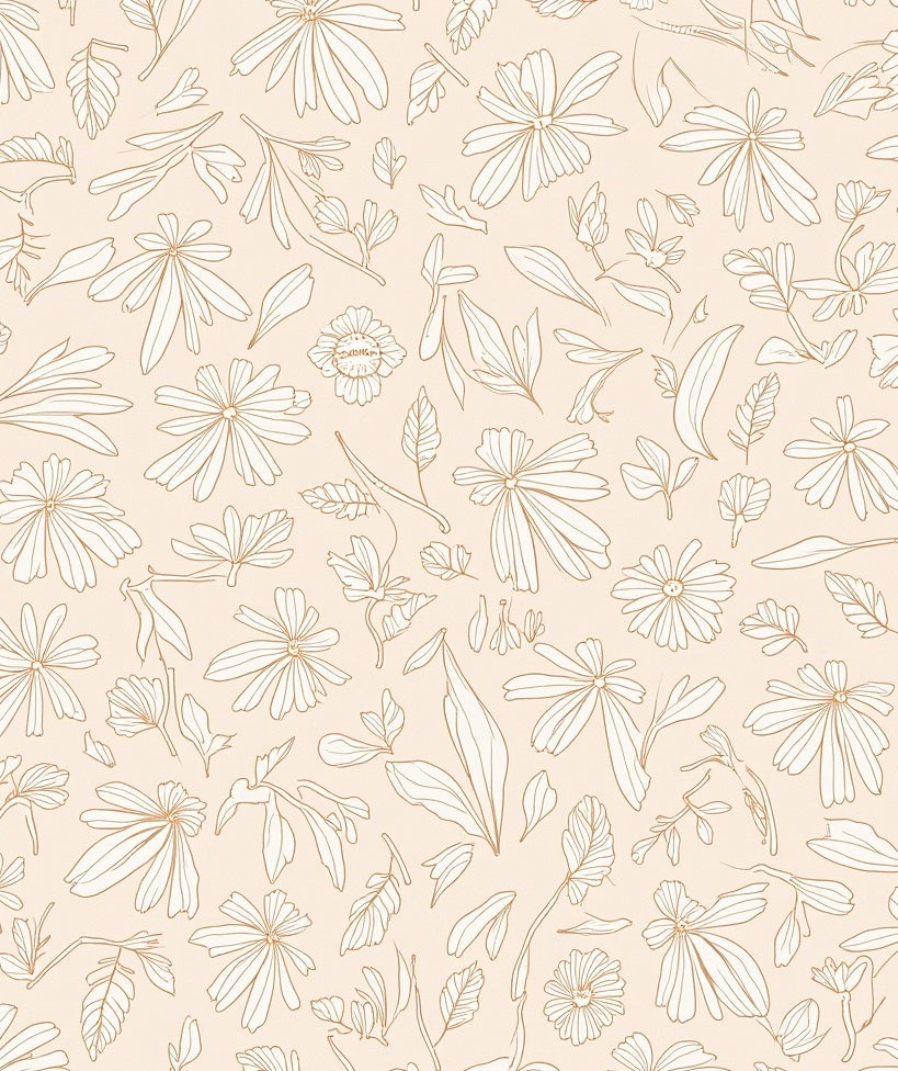 Delicate Floral Outline Pattern Rug